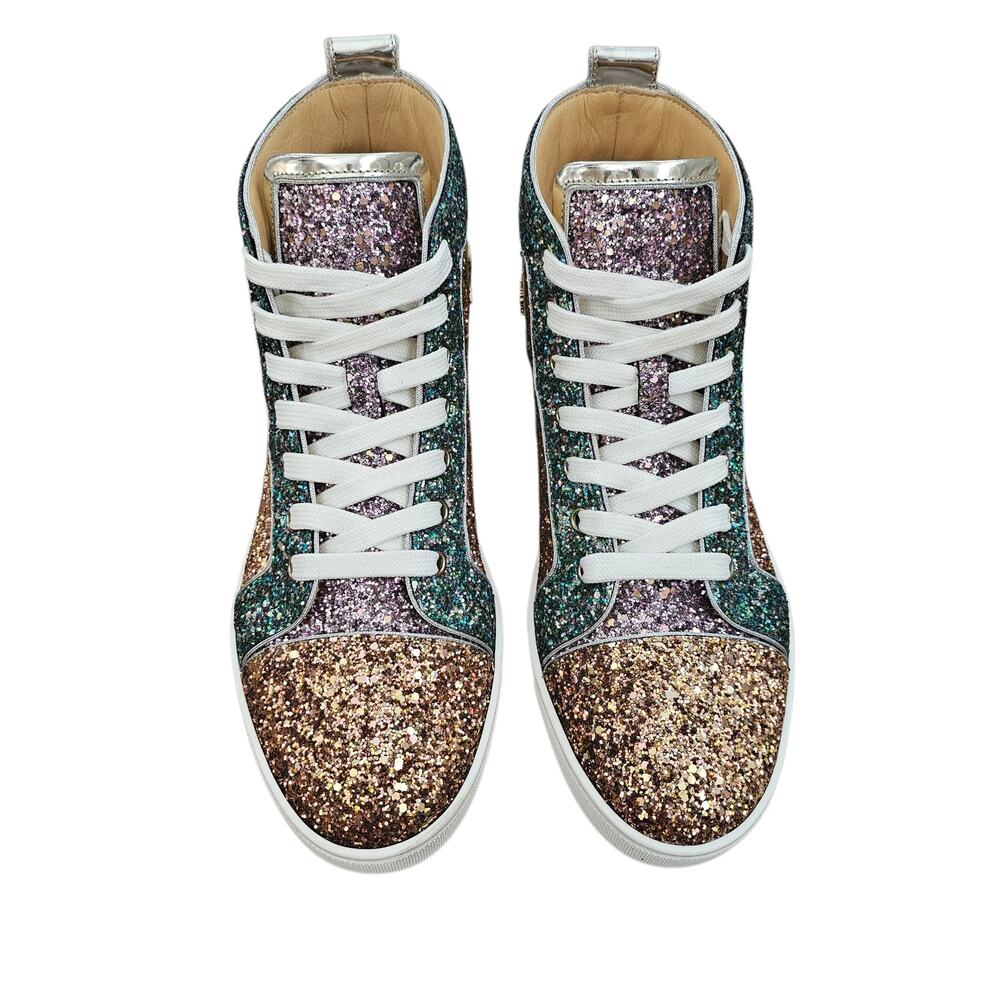 Christian Louboutin Bip Bip Orlato Size 40.5 US 10.5 Glitter High Top Sneakers - Picture 3 of 11